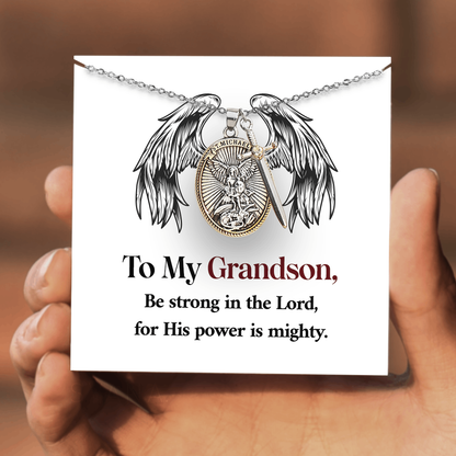 To My Grandson, St. Michael Archangel Necklace