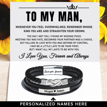 A mi hombre, para siempre y siempre vinculado pulsera con cierre magnético personalizado