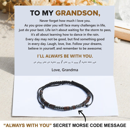 To My Grandson, I’ll Always Be With You Morse Bracelet