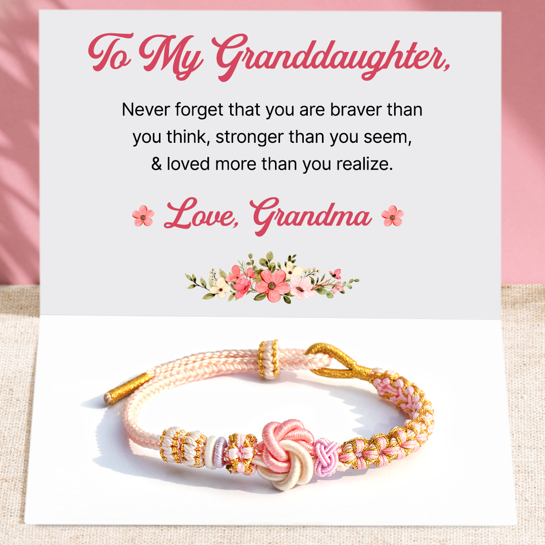 To My Granddaughter, I Love You Peach Knot Bracelet