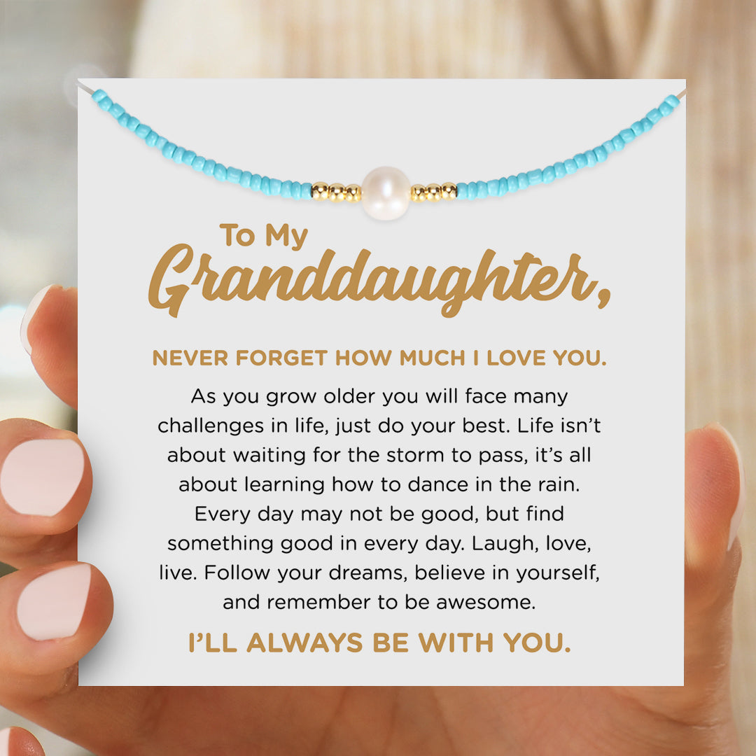 To My Granddaughter, I Will Always Be With You Freshwater Pearl Necklace