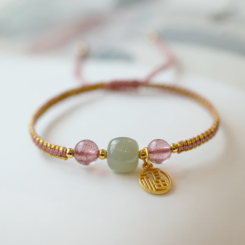 Red Agate Jade Lotus Confidence Calm String Bracelet