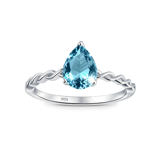 Zodiac Teardrop Twist S925 Sterling Silver Ring