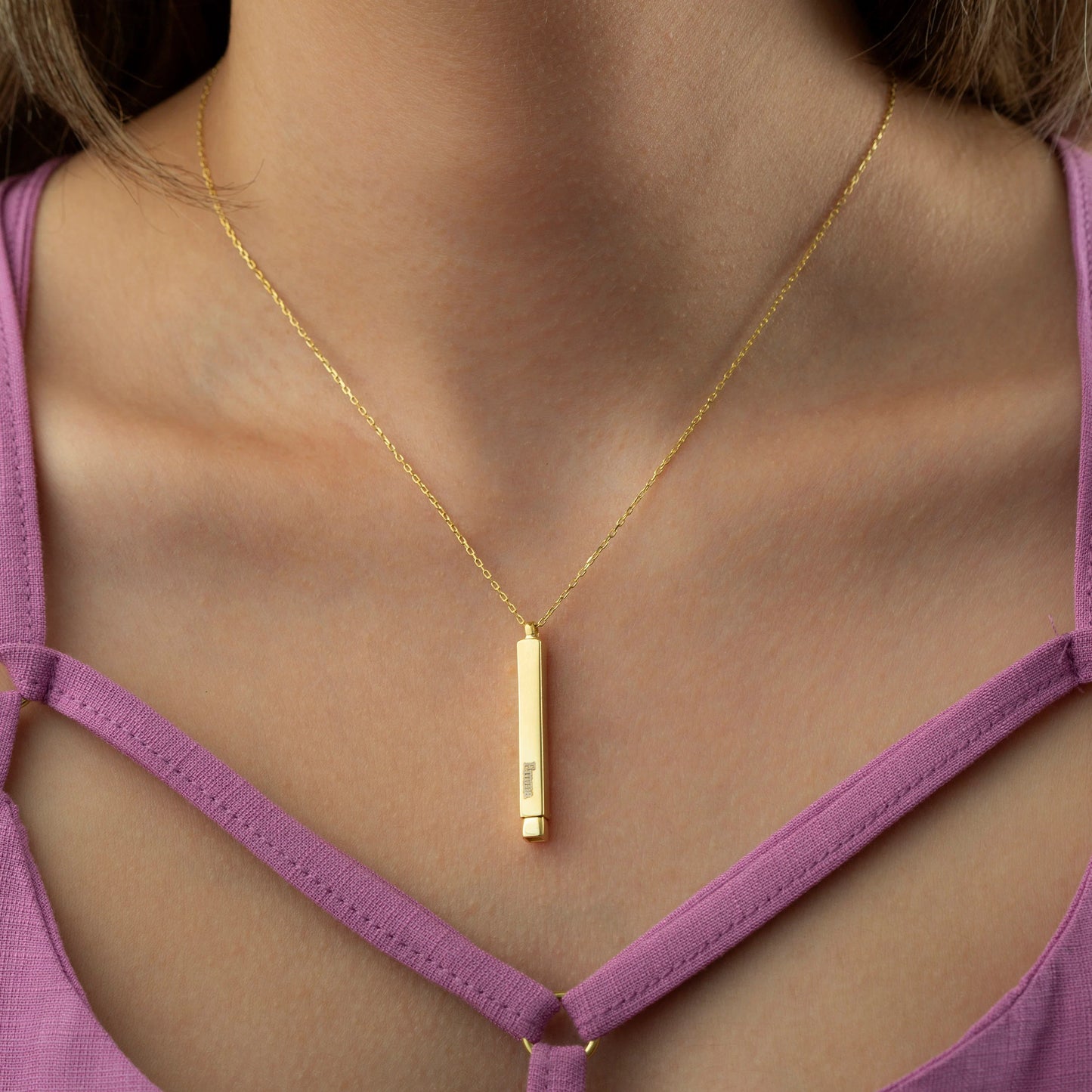 Personalized Vertical Two Bar Necklace