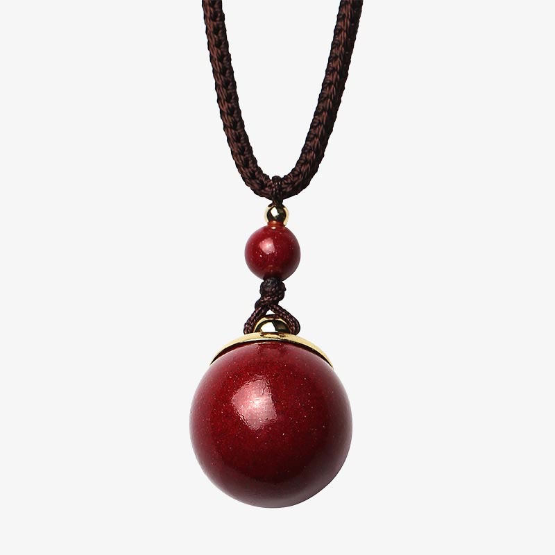 Cinnabar Om Mani Padme Hum Attract Fortune Blessing Lucky Bead Necklace Pendant