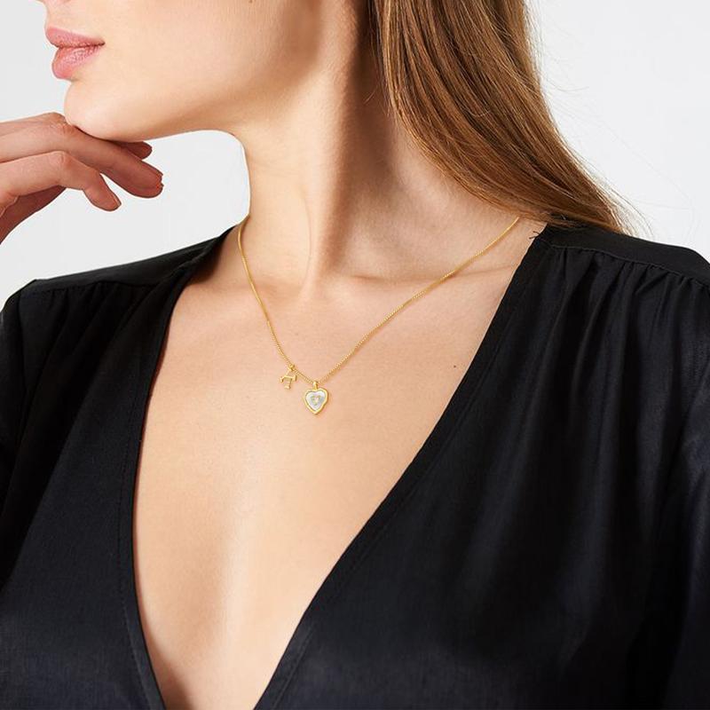 White heart-shaped letter necklace