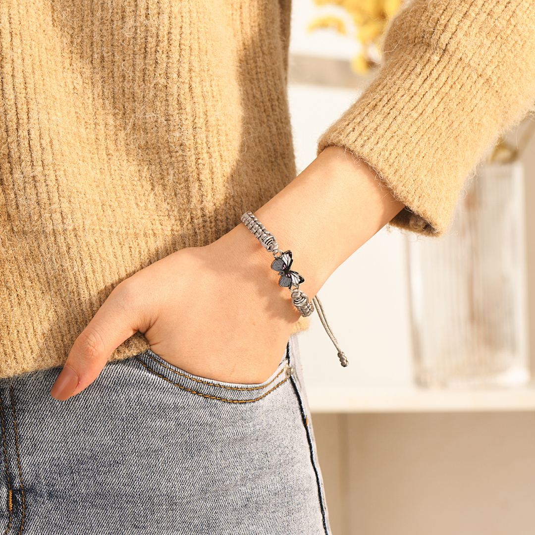 A mi hermosa hija "Mantenme siempre en tu corazón" Pulsera con dije de mariposa