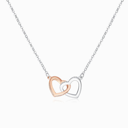 To My Daughter, Love You Forever Double Heart Linked Necklace