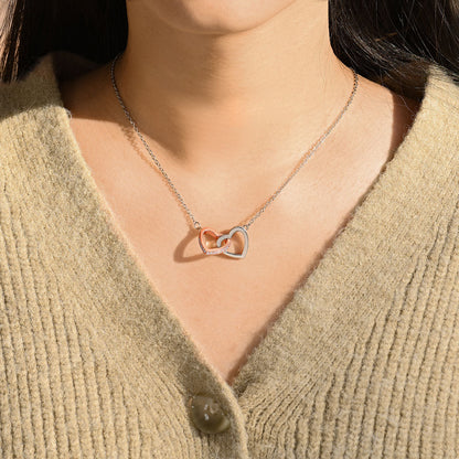 To My Daughter, Love You Forever Double Heart Linked Necklace