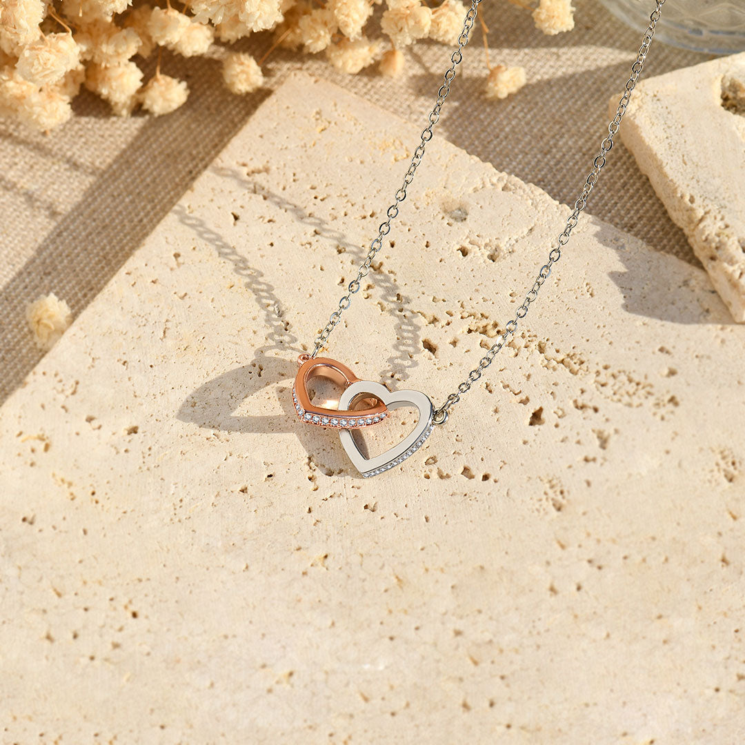 To My Daughter, Love You Forever Double Heart Linked Necklace