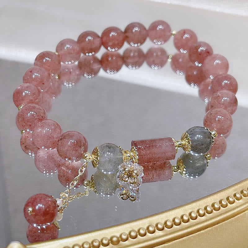 Natural Strawberry Quartz Moonstone Love Bracelet