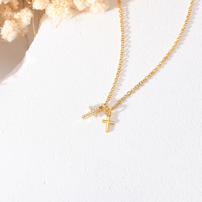 To My Daughter, Pray Through It Double Cross Necklace