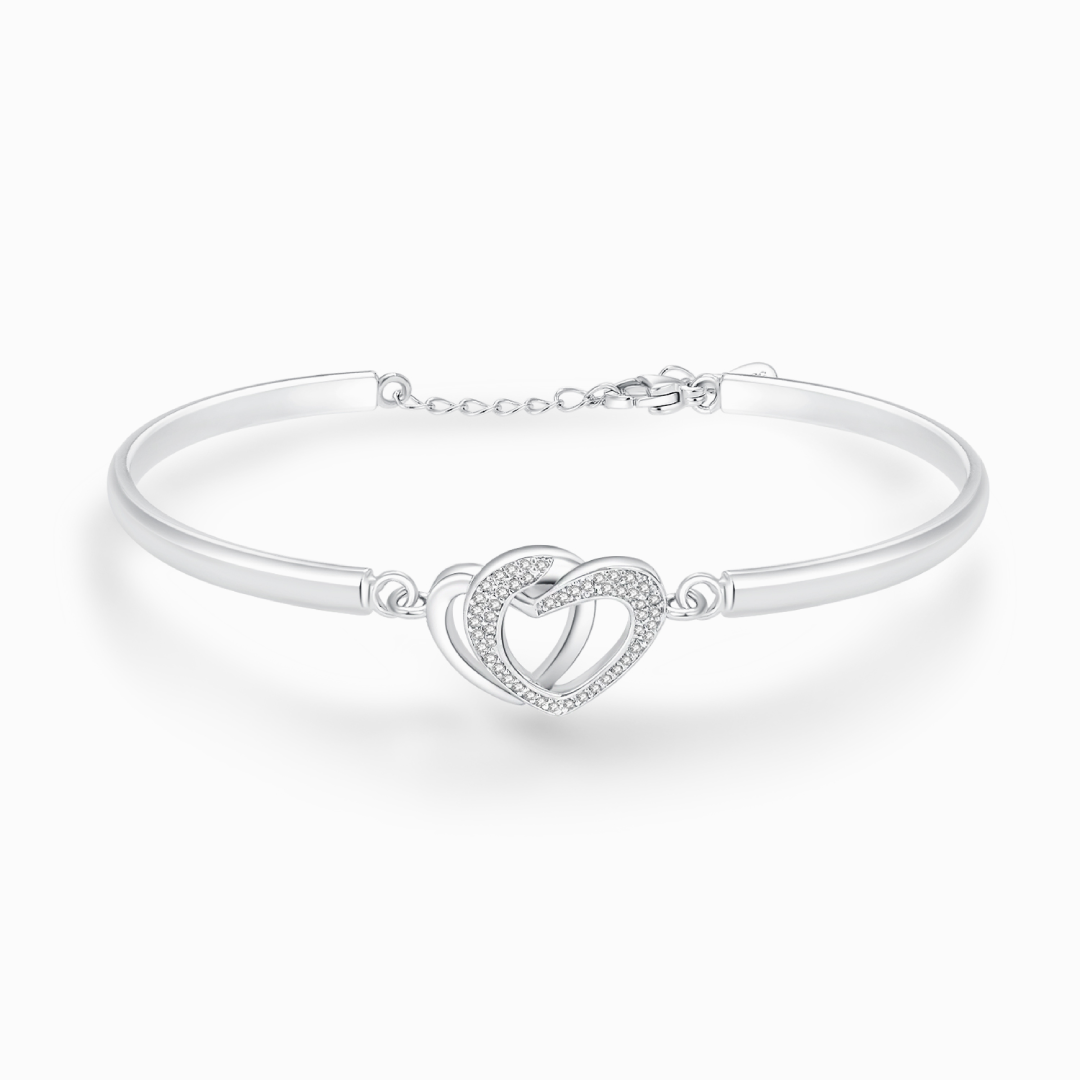 Pulsera de doble corazón para madre e hija unidas para siempre