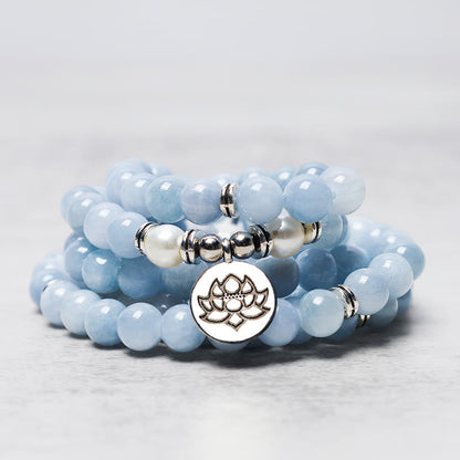 108 Mala Beads Aquamarine Healing Bracelet