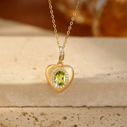 S925 Heart Shaped Gemstone Necklace