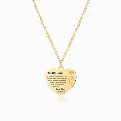 To My Wife, Infinite Beauty Engraved Heart Necklace