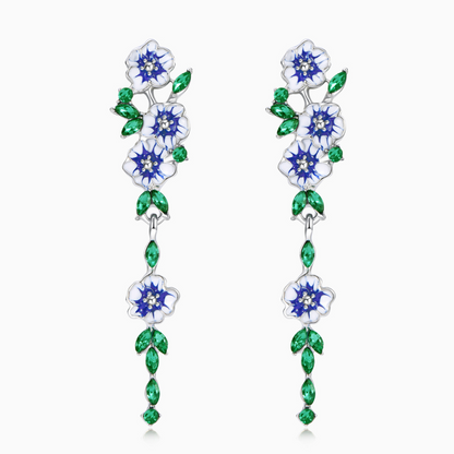 Großmutter &amp; Enkelin "Link Never Undone" Blaue Blumenketten-Ohrringe