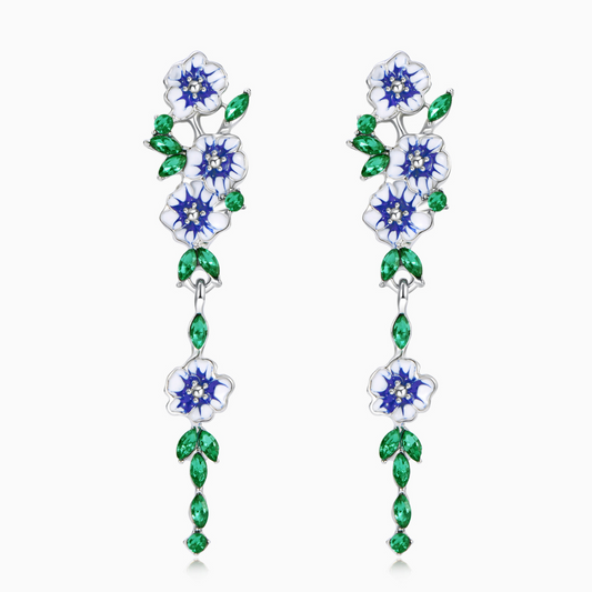 Großmutter &amp; Enkelin "Link Never Undone" Blaue Blumenketten-Ohrringe