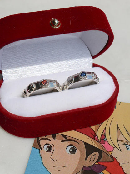 Howl's Moving Castle Ring, 925 Sterling Silver, Couple Ring Set, Anime Ring