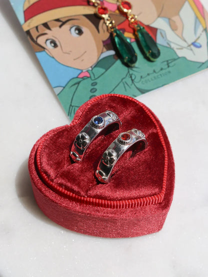 Howl's Moving Castle Ring, 925 Sterling Silver, Couple Ring Set, Anime Ring