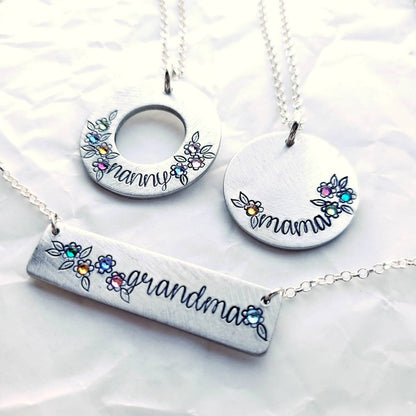 Love Grows Here Necklace - Grandmother's or Mother's Birthstone Necklace