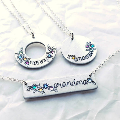 Love Grows Here Necklace - Grandmother's or Mother's Birthstone Necklace