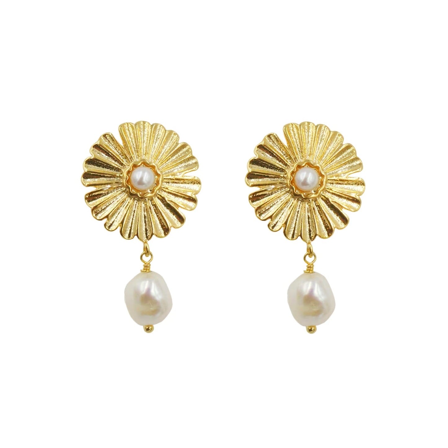 Pearl Drop Earrings | Flower Earrings | Daisy Pearl Drops