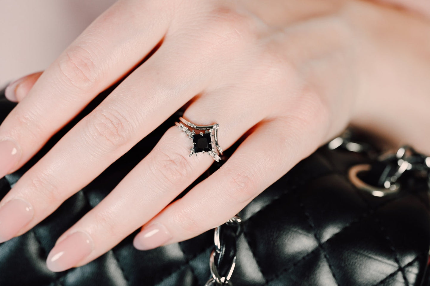 Black Onyx & Meteorite Couples Ring