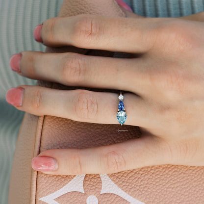 Aquamarine & Tanzanite Ring- Sterling Silver