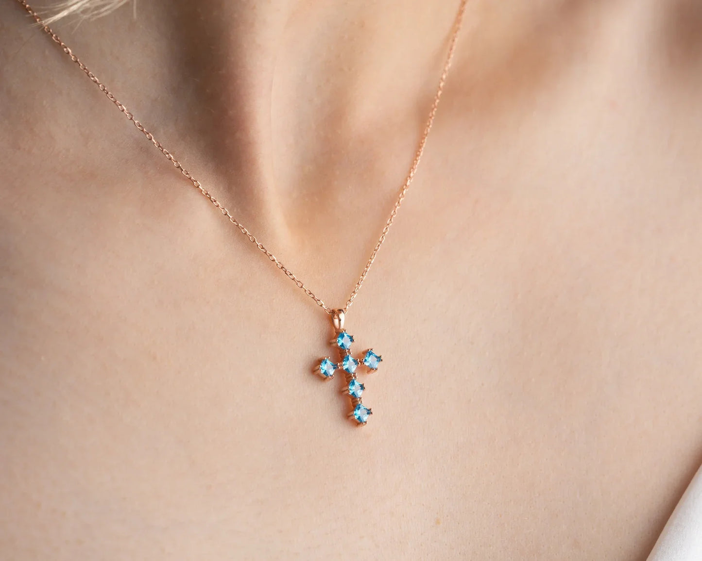 Birthstone Cross Necklace, Cross Jewelry, Gemstone Cross Necklace