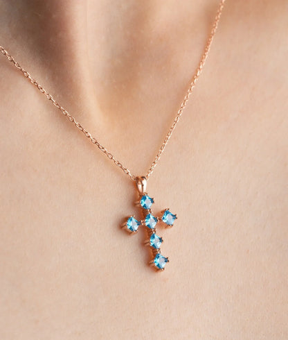 Birthstone Cross Necklace, Cross Jewelry, Gemstone Cross Necklace