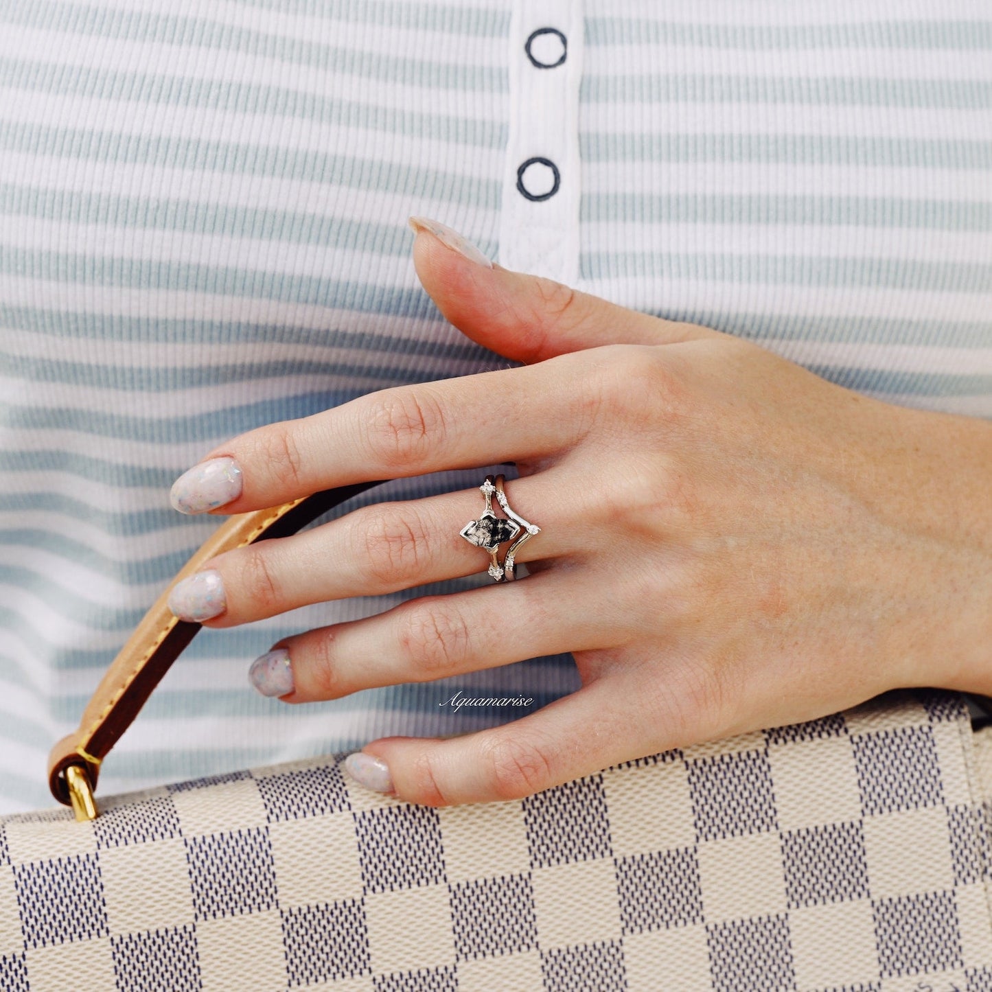 Rutilated Quartz Ring Set- 925 Sterling Silver