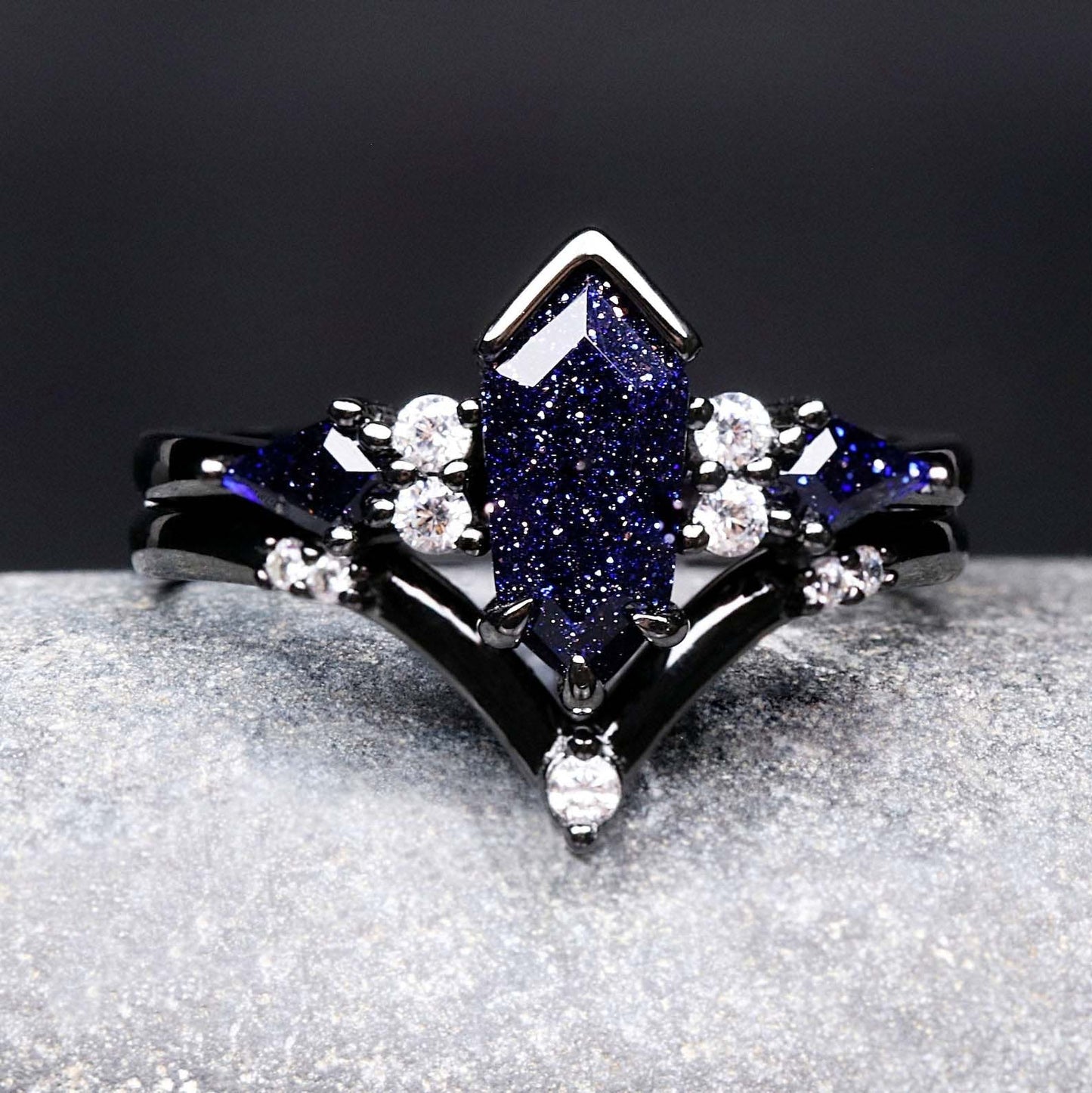 Starry Night Couples Ring- His and Hers Ring Set