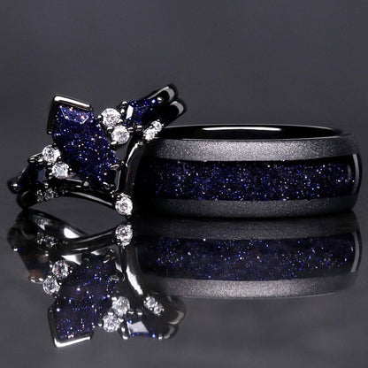 Starry Night Couples Ring- His and Hers Ring Set