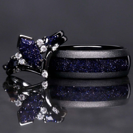 Starry Night Couples Ring- His and Hers Ring Set