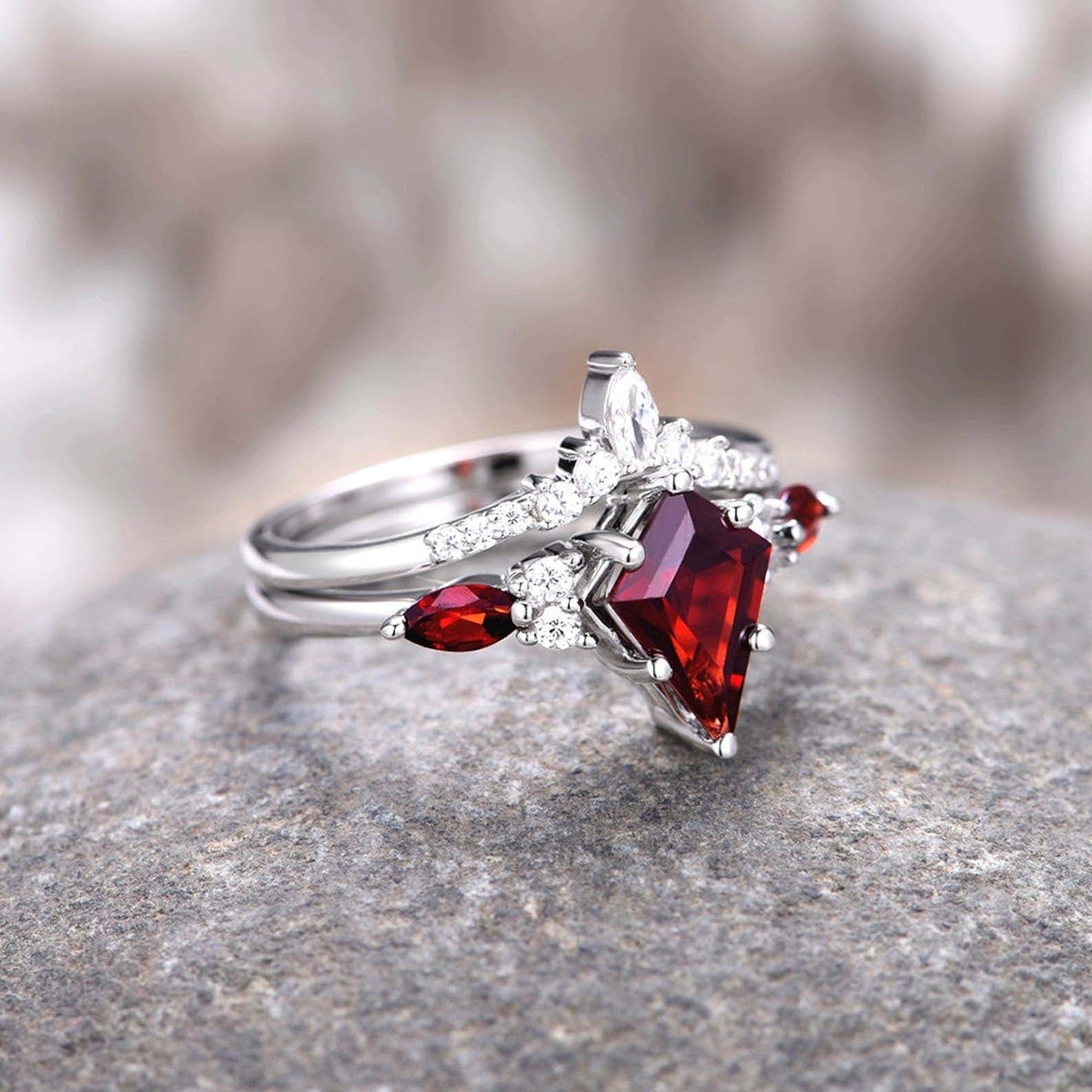 Skye Kite™  Natural Red Garnet Couples Ring