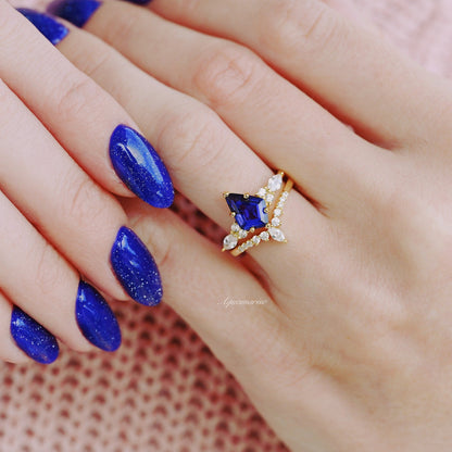 Skye Kite™  Blue Sapphire Ring Set- 14K Solid Yellow Gold