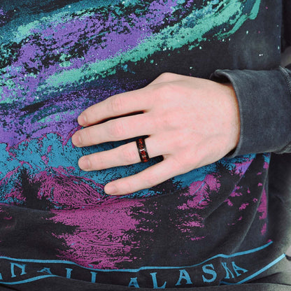 Natural Garnet & Red Fire Opal Couples Ring Set- His and Hers Matching Wedding Band