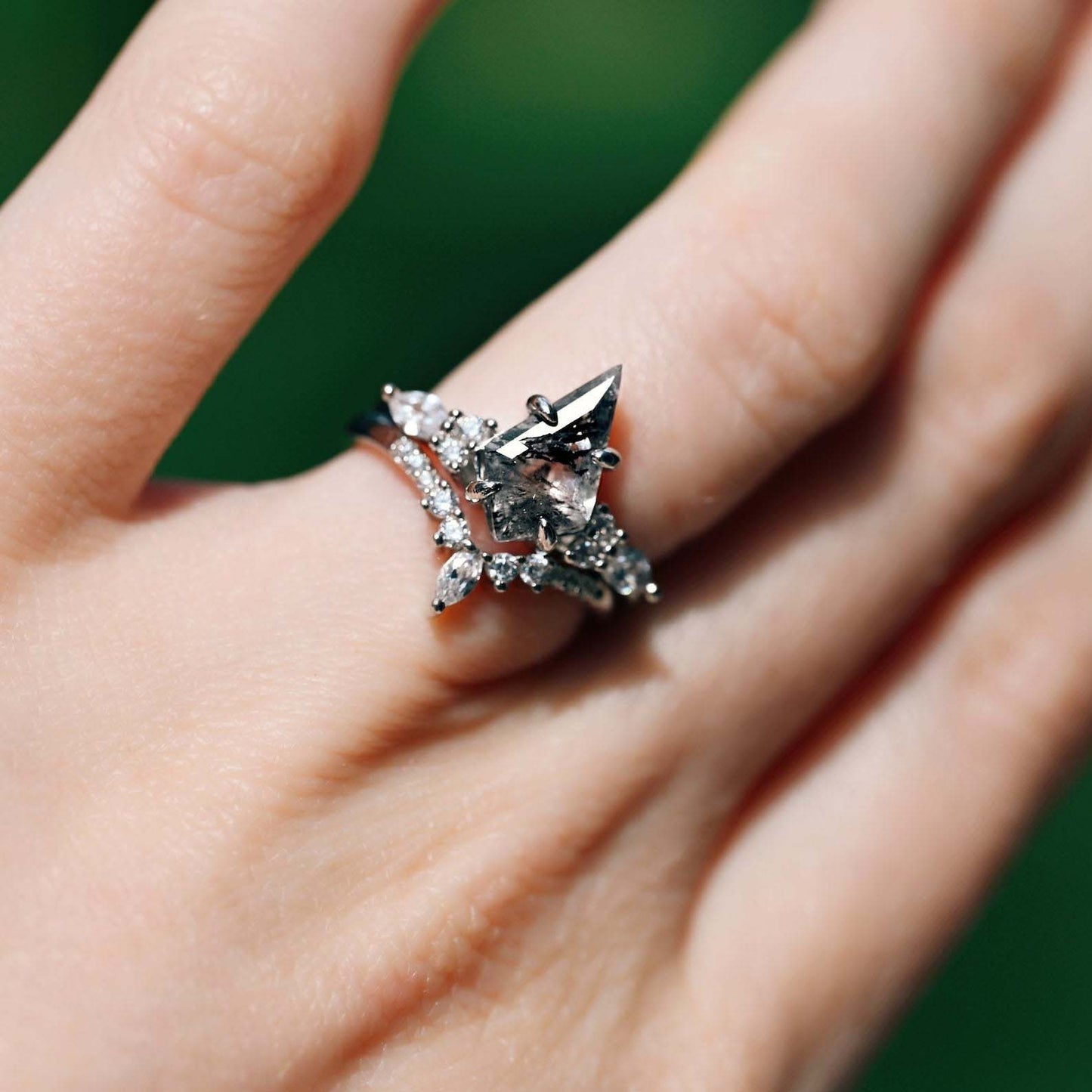 Skye Kite™  Galaxy Salt & Pepper (Herkimer Diamond) and Meteorite Couples Ring