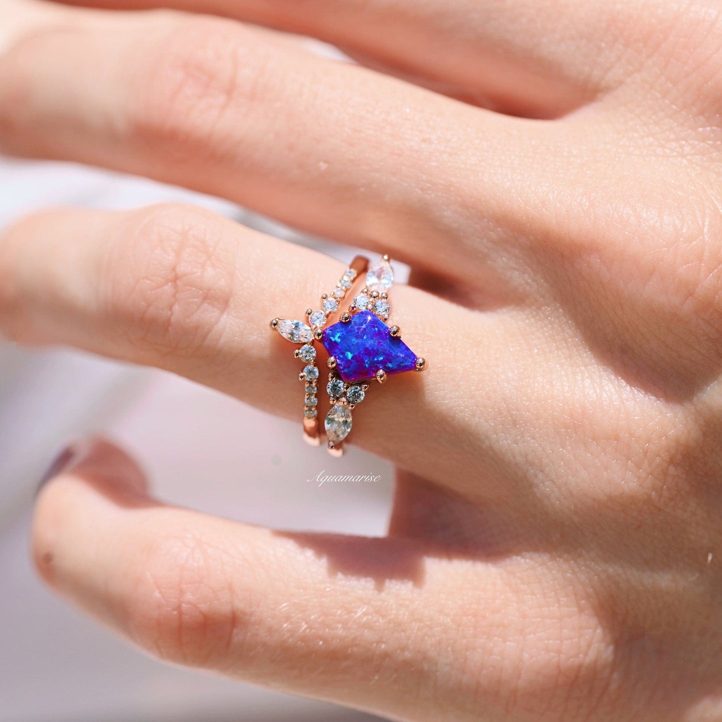 Skye Kite™  Lavender Fire Opal Ring Set- 14K Rose Gold Vermeil