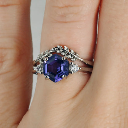 Leaf Tanzanite Ring Set- Sterling Silver