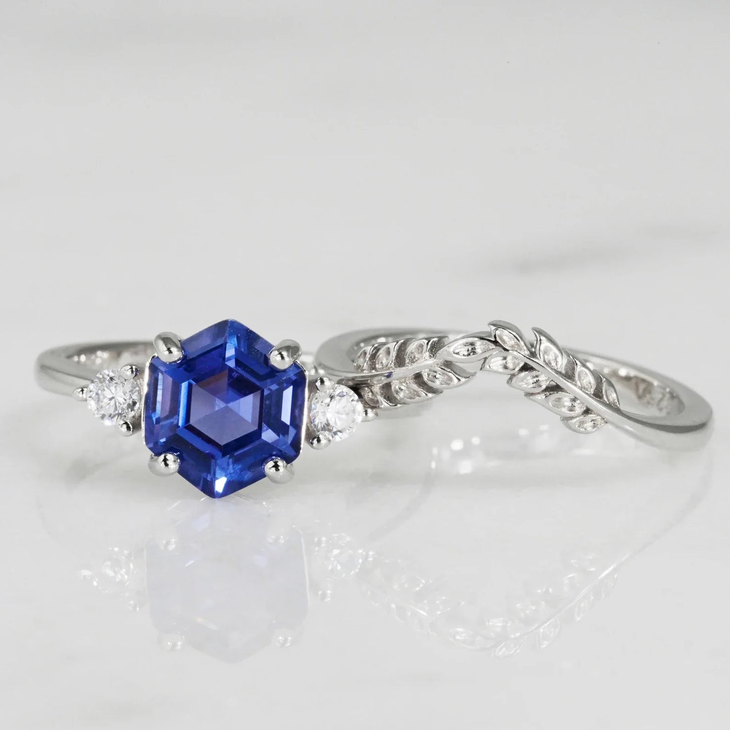 Leaf Tanzanite Ring Set- Sterling Silver