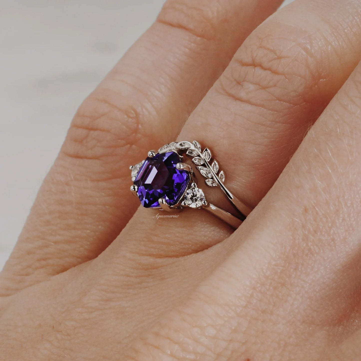 Leaf Tanzanite Ring Set- Sterling Silver