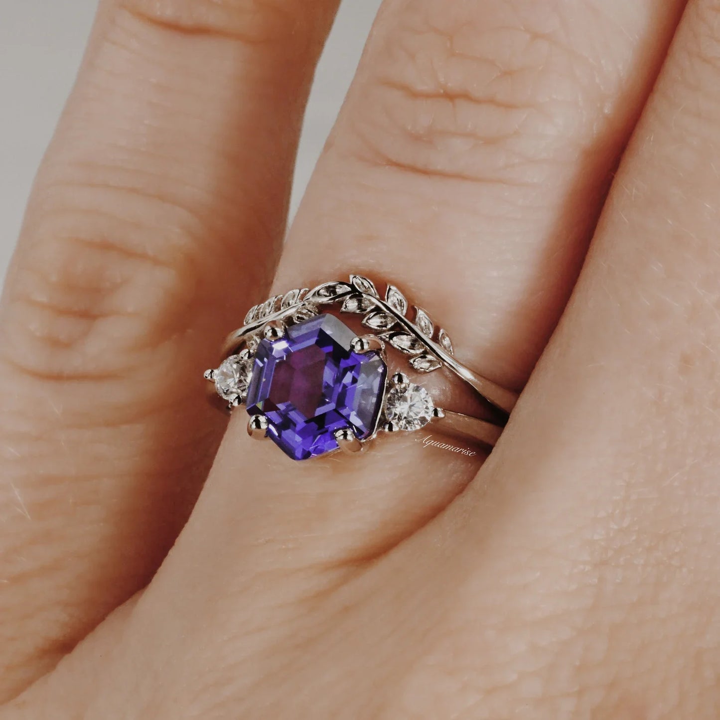 Leaf Tanzanite Ring Set- Sterling Silver