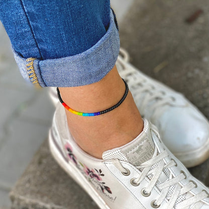 Regenbogen Fußkette - Fußkettchen für Männer Frauen &amp; Queers - LGBT CSD Pride