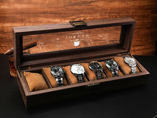 Caja de reloj personalizada, organizador de relojes, almacenamiento de relojes 