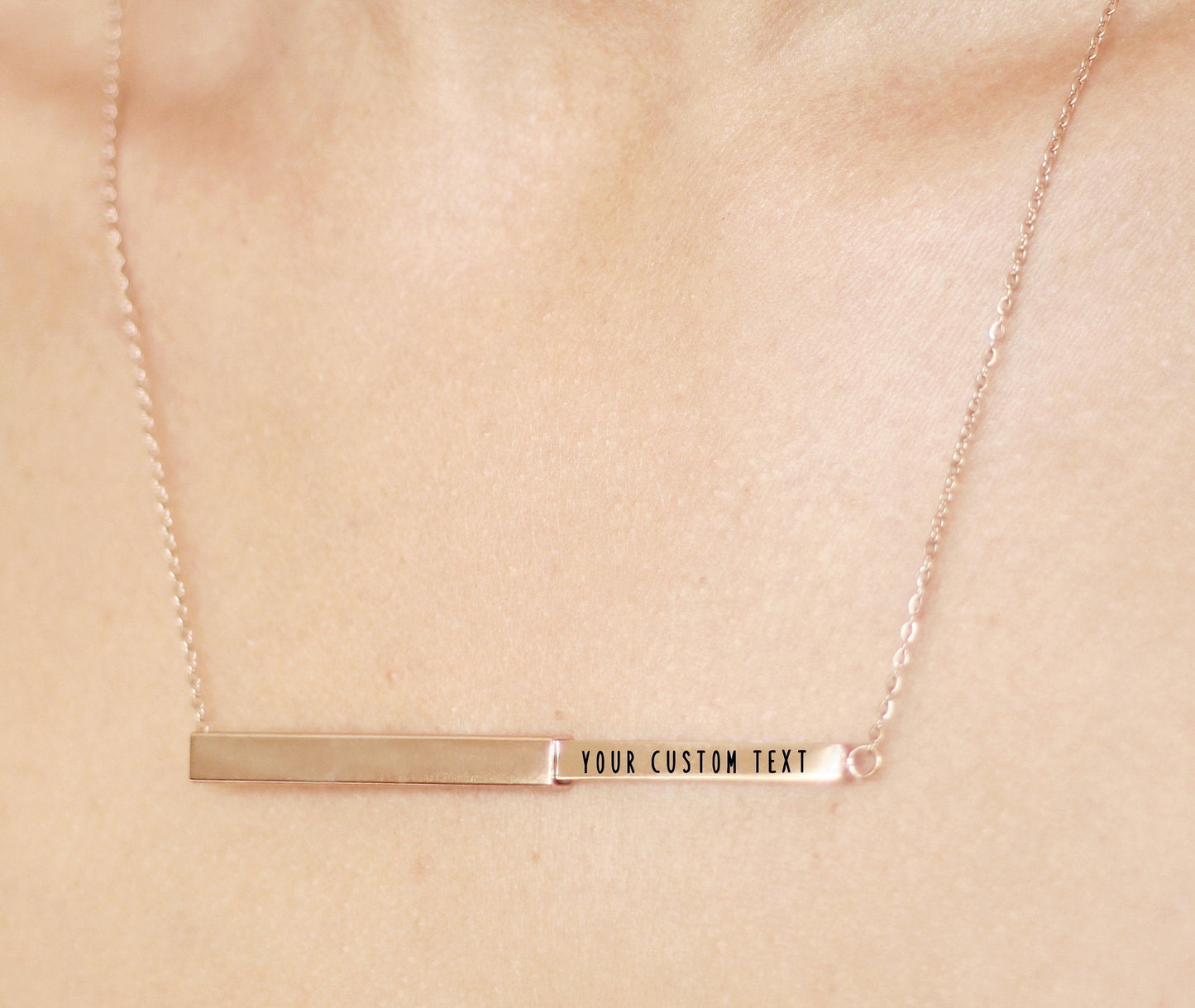 Bar Necklace Custom Engraved|Valentine's Day Gift For Her