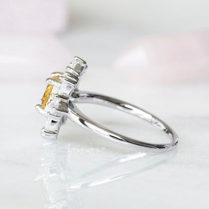 Magnolia Citrine Ring- Sterling Silver