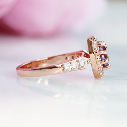 Hexagon Alexandrite Ring- 14K Rose Gold Vermeil