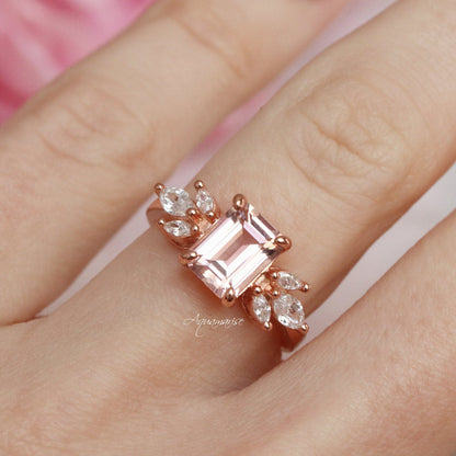 Eva Morganite Ring- 14K Rose Gold Vermeil